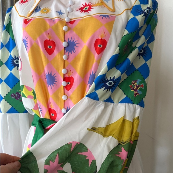 2 Bohemian Patchwork Maxi Dresses with Green Sash - Picture 9 of 15